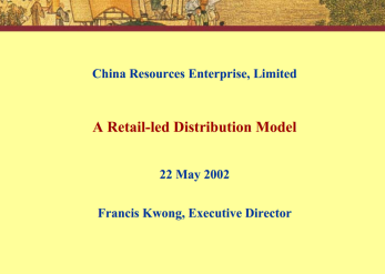 CL Conference 2002- "A Retail-led Districution Model"