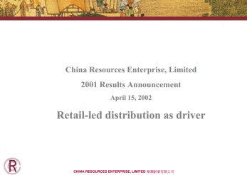 2001 Annual Results Announcement- "Retail-led Distribution As Driver"