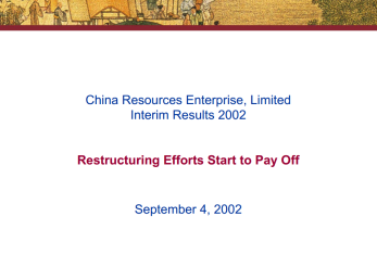 2002 Interim Results Announcement- "Restructuring Efforts Start To Pay Off"