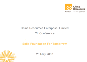 CLSA Investors' Forum 2003- "Solid Foundation For Tomorrow"