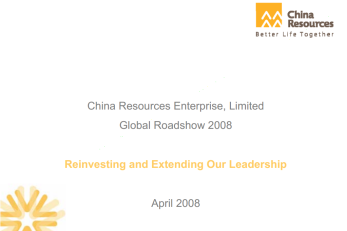 2008 Global Investors Roadshow- "Reinvesting and Extending Our Leadership"