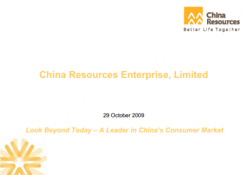 CRE Reorganises to Expand Core Consumer Businesses - Look Beyond Today- A Leader in China’s Consumer Market